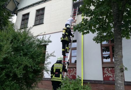 Feuerwehr Eschbronn Alarmübung 2017 Rettung über Steckleiter